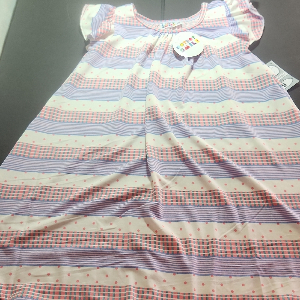 Dot Dot Smile Pink and Purple Casual Dress Girl 5 /6 NWT